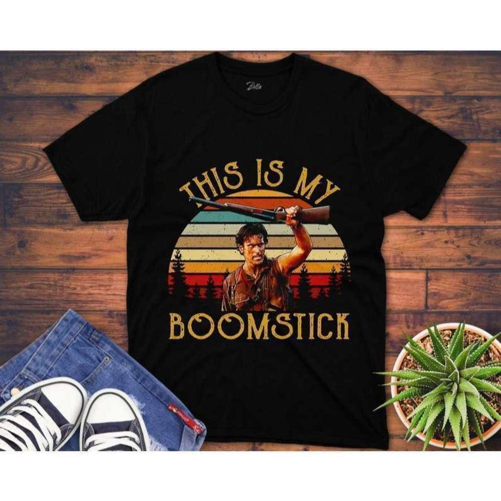 Ash Williams Evil Dead Boom Stick Horror Movie Retro T-Shirt
